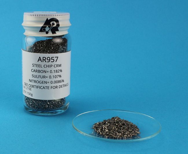Imagem do Produto Lascas de aço CRM, Carbono, enxofre e nitrogênio (C= 0,157%, S= 0,096%, N= 0,0077%) - ALPHA RESOURCES - AR 957